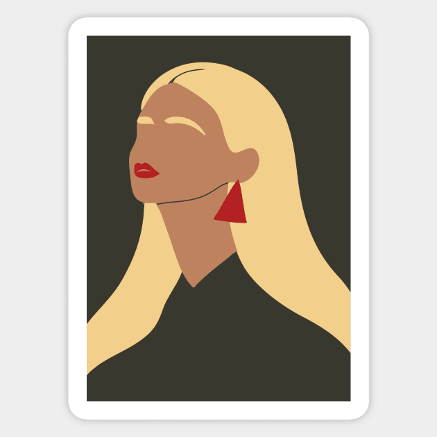 Minimalistic Woman Portrait Sticker by waltzart